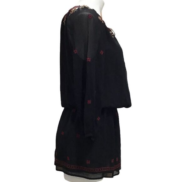 Joie Geromine Black Mini Dress Silk Floral Embroidered Mini Dress New Size XS - Picture 5 of 10